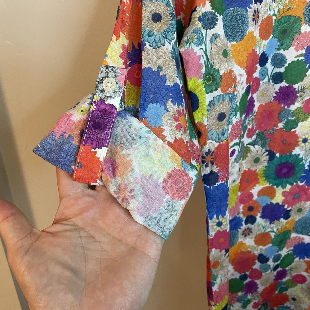 Vilagallo Womens Blouse Shirt Sz 40 US M Flowers‎ Floral Spring - Picture 4 of 8